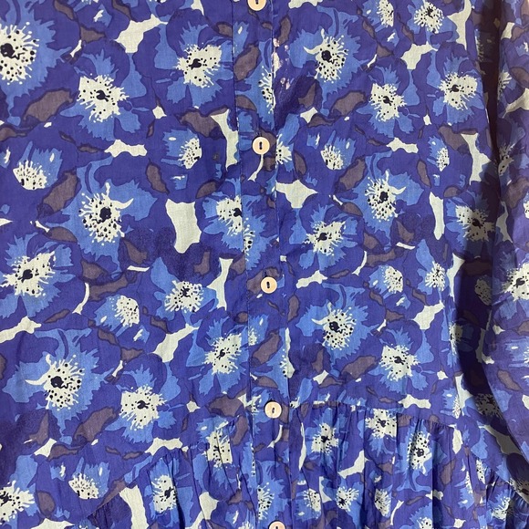 Ro's Garden Dress Womens XL Blue Floral Button Front Cotton Lined Boho Tunic - Picture 6 of 16